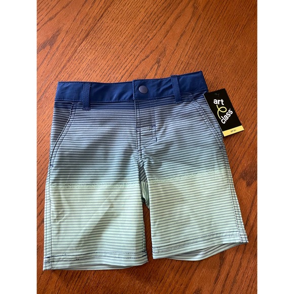 NWT Art Class Swim Shorts- Blue & Green Stripes- Boys 4 - Picture 1 of 6